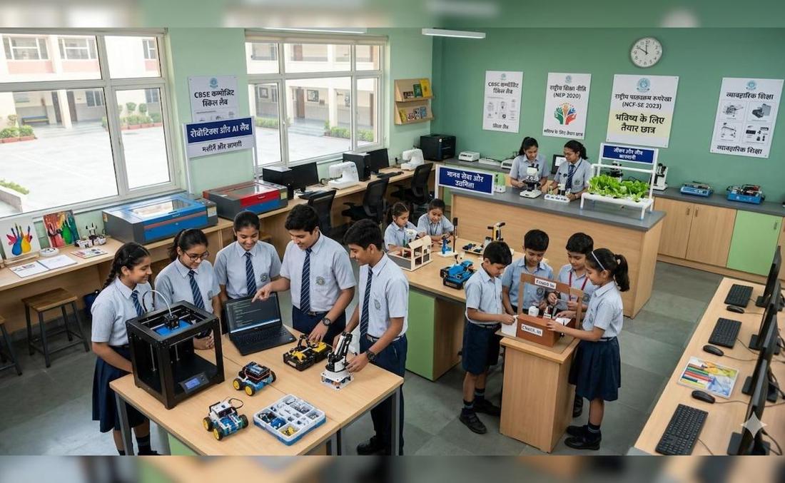 Students working in a CBSE composite skills lab