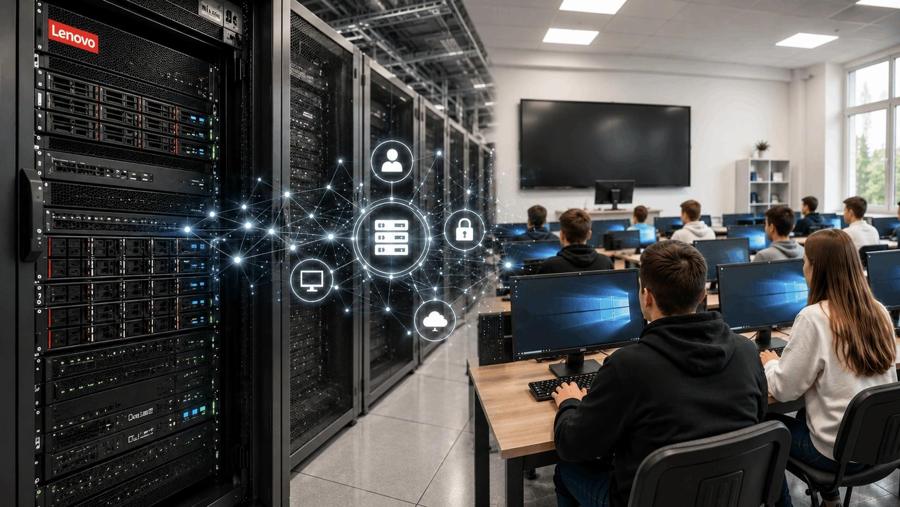 On-premise AI server connected to a school computer lab